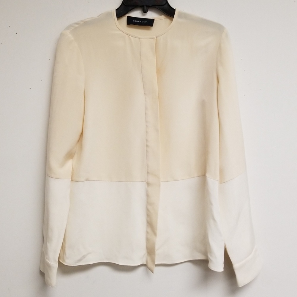 Derek Lam Cream Silk Crewneck Top Size 4